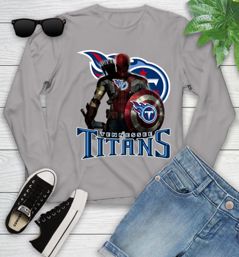 NFL Captain America Thor Spider Man Hawkeye Avengers Endgame Football Tennessee Titans Youth Long Sleeve 5