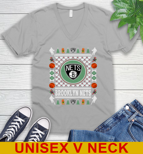 Brooklyn Nets Merry Christmas NBA Basketball Loyal Fan V-Neck T-Shirt 3
