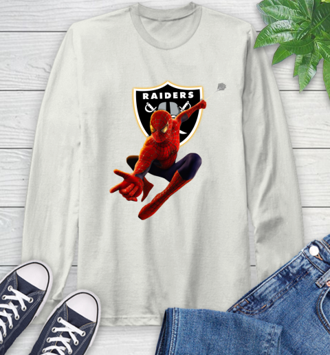 NFL Spider Man Avengers Endgame Football Oakland Raiders Long Sleeve T-Shirt 12