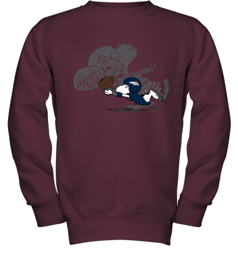 Denver Broncos Snoopy Plays The Football Game Youth Sweatshirt