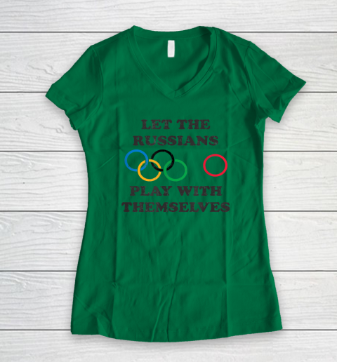 Let The Russians Play With Themselves Women's V-Neck T-Shirt 3
