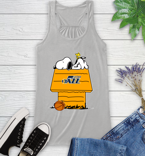 Utah Jazz NBA Basketball Snoopy Woodstock The Peanuts Movie Racerback Tank