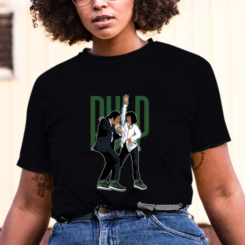 Air Jordan 1 Pine Green Matching Sneaker Tshirt Pulp Fiction Dance Black and Green Jordan Tshirt