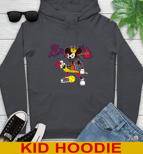 Atlanta Braves MLB Baseball Mickey Peace Sign Sports Youth Hoodie 9