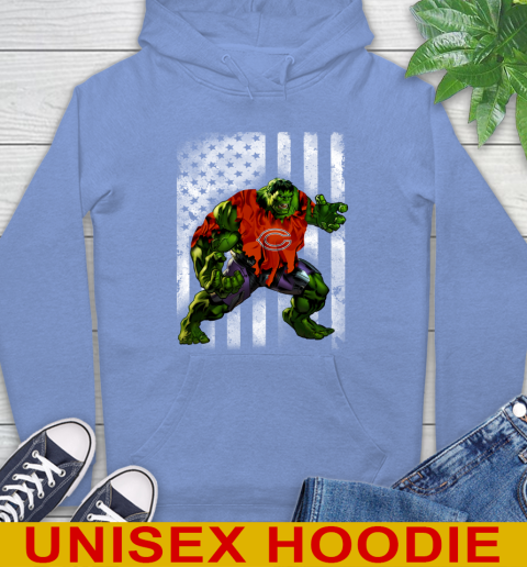 Chicago Bears Hulk Marvel Avengers NFL Football American Flag Hoodie 11