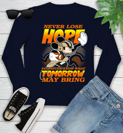 New Orleans Saints NFL Football Mickey Disney Never Lose Hope Youth Long Sleeve 2