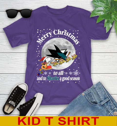 San Jose Sharks Merry Christmas To All And To Sharks A Good Season NHL Hockey Sports Youth T-Shirt 3