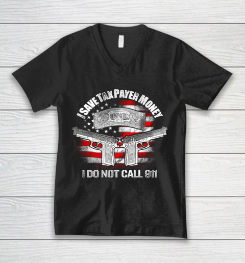 Veteran Shirt Gun Control I Save Tax V-Neck T-Shirt