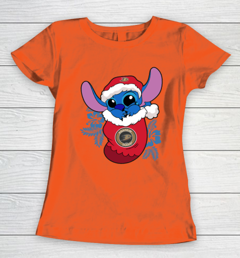 Anaheim Ducks Christmas Stitch In The Sock Funny Disney NHL Women's T-Shirt 5