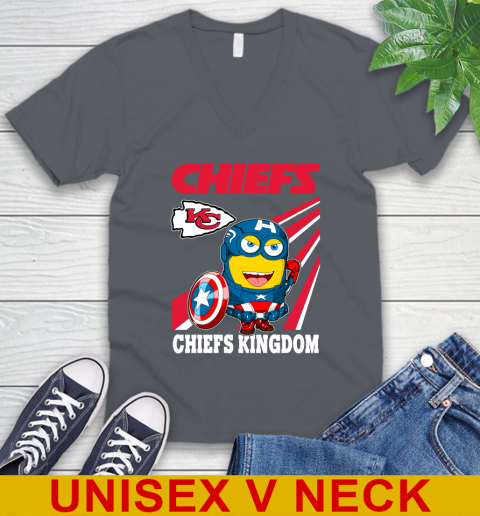 NFL Football Kansas City Chiefs Captain America Marvel Avengers Minion Shirt V-Neck T-Shirt 4
