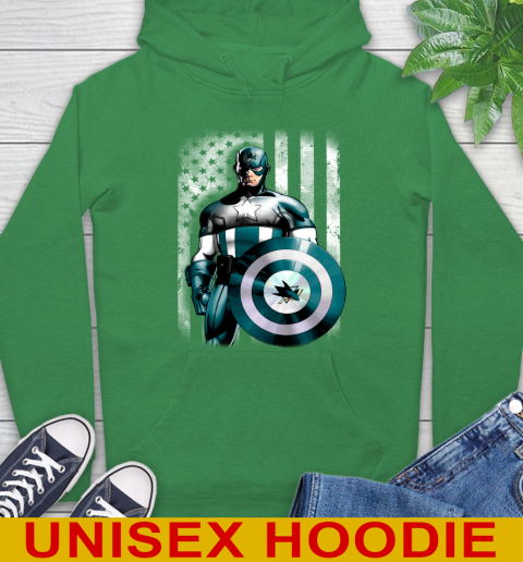 San Jose Sharks NHL Hockey Captain America Marvel Avengers American Flag Shirt Hoodie 8