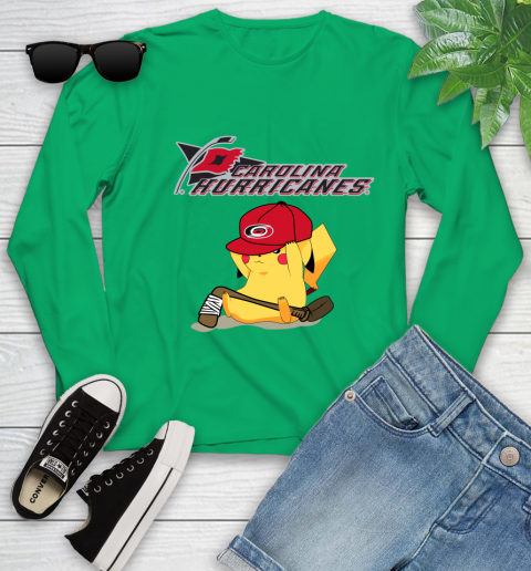NHL Pikachu Hockey Sports Carolina Hurricanes Youth Long Sleeve 6