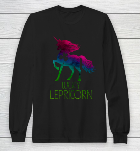 St Paddys Day Unicorn Lepricorn Shamrock Leprechaun Rainbow Long Sleeve T-Shirt