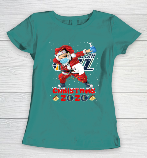 Utah Jazz Funny Santa Claus Dabbing Christmas 2020 NBA Women's T-Shirt 10