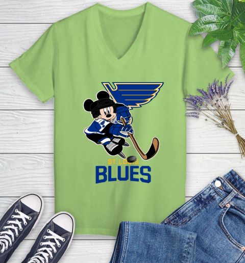 NHL St.Louis Blues Mickey Mouse Disney Hockey T Shirt Women's V-Neck T-Shirt 11