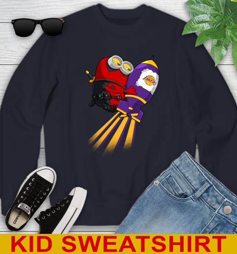 NBA Basketball Los Angeles Lakers Deadpool Minion Marvel Shirt Youth Sweatshirt 2