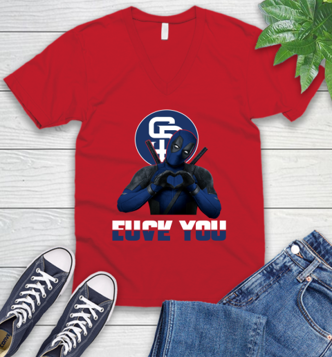 MLB San Diego Padres Deadpool Love You Fuck You Baseball Sports V-Neck T-Shirt 6