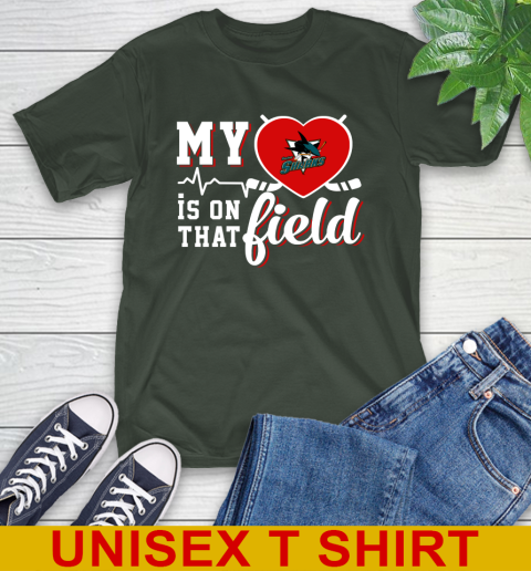 NHL My Heart Is On That Field Hockey Sports San Jose Sharks T-Shirt 6