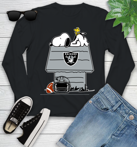Oakland Raiders NFL Football Snoopy Woodstock The Peanuts Movie Youth Long Sleeve 2
