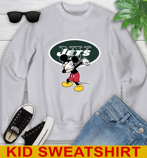 New York Jets NFL Football Dabbing Mickey Disney Sports Youth Sweatshirt 4