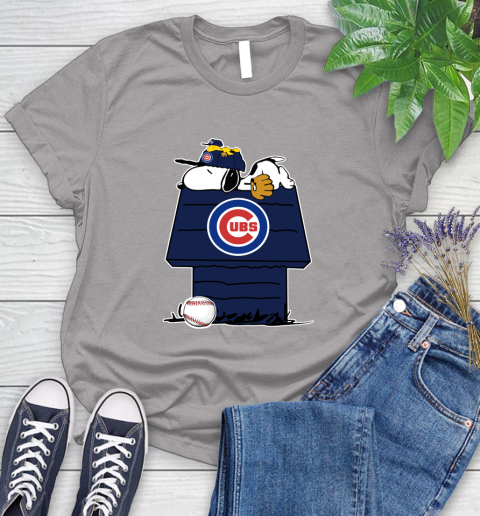 MLB Chicago Cubs Snoopy Woodstock The Peanuts Movie Baseball T Shirt Women's T-Shirt 5
