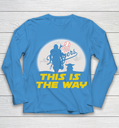 Los Angeles Dodgers MLB Baseball Star Wars Yoda And Mandalorian This Is The Way Youth Long Sleeve 5