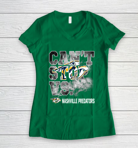 NHL Nashville Predators Hockey Can't Stop Vs Women's V-Neck T-Shirt 3