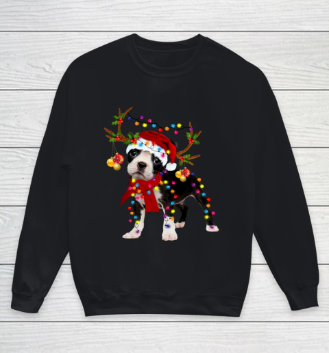 Santa Boston terrier reindeer Light Christmas gifts Youth Sweatshirt