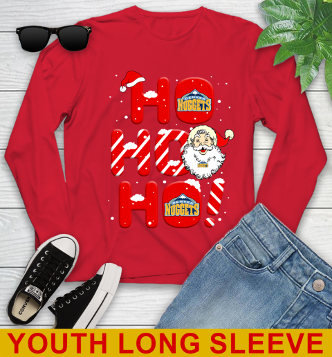 Denver Nuggets NBA Basketball Ho Ho Ho Santa Claus Merry Christmas Shirt Youth Long Sleeve 11