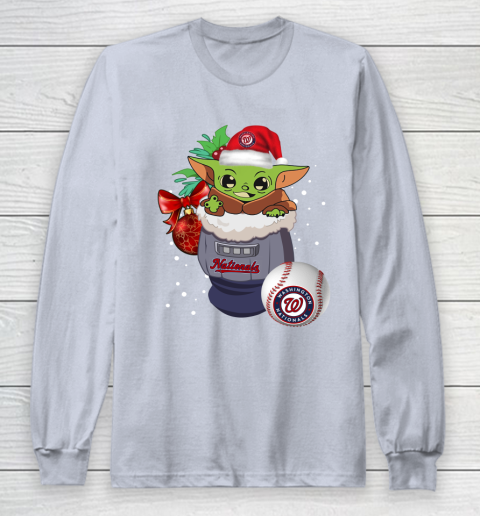 Washington Nationals Christmas Baby Yoda Star Wars Funny Happy MLB Long Sleeve T-Shirt 6