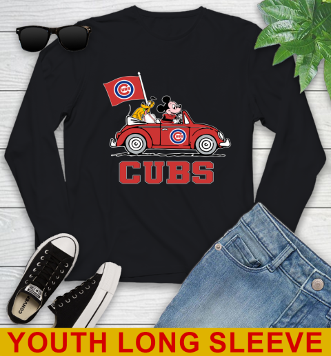 MLB Baseball Chicago Cubs Pluto Mickey Driving Disney Shirt Youth Long Sleeve 2