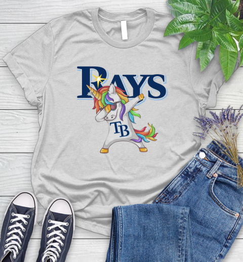 Tampa Bay Rays MLB Baseball Funny Unicorn Dabbing Sports Women's T-Shirt