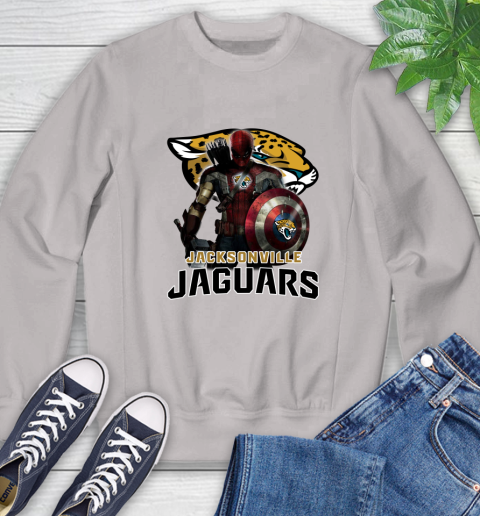 NFL Captain America Thor Spider Man Hawkeye Avengers Endgame Football Jacksonville Jaguars Sweatshirt 12