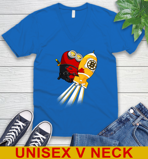 NHL Hockey Boston Bruins Deadpool Minion Marvel Shirt V-Neck T-Shirt 5