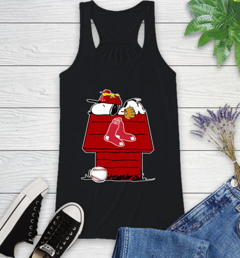 MLB Boston Red Sox Snoopy Woodstock The Peanuts Movie Baseball T Shirt Racerback Tank 2