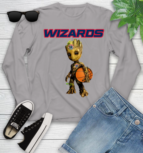 Washington Wizards NBA Basketball Groot Marvel Guardians Of The Galaxy Youth Long Sleeve 5
