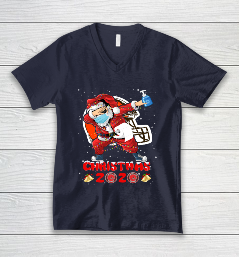Cleveland Browns Funny Santa Claus Dabbing Christmas 2020 NFL V-Neck T-Shirt 2