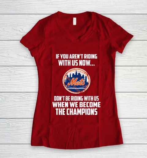 MLB New York Mets Baseball We Become The Champions Women's V-Neck T-Shirt 8