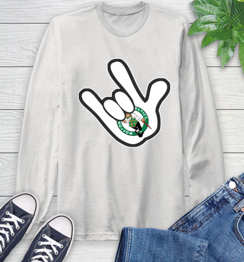 Boston Celtics NBA Basketball Mickey Rock Hand Disney Long Sleeve T-Shirt
