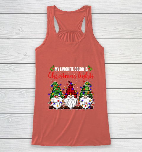 My Favorite Color Is Christmas Light Gnome Merry Christmas Racerback Tank 3