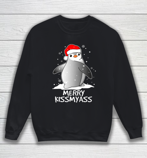 Funny Penguin Merry Kissmyass Christmas Sweatshirt