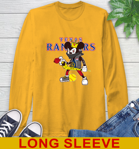 Texas Rangers MLB Baseball Mickey Peace Sign Sports Long Sleeve T-Shirt 3