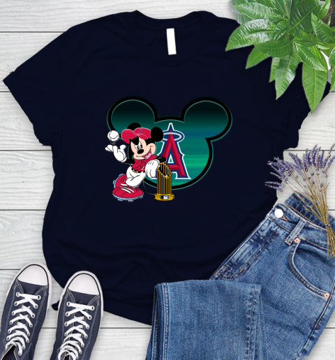 MLB Los Angeles Angels The Commissioner's Trophy Mickey Mouse Disney Women's T-Shirt 3