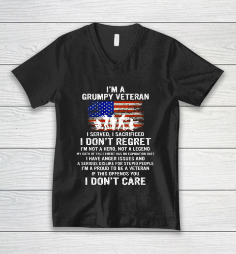 Veteran Shirt I Am A Grumpy Veteran Proud To Be Veteran V-Neck T-Shirt