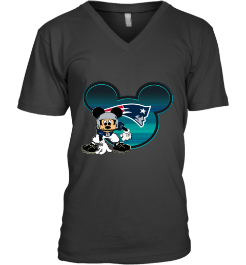 NFL New England Patriots Mickey Mouse Disney Football T Shirt SKCFRIAsAzz v neck unisex 8 95 151514 front black