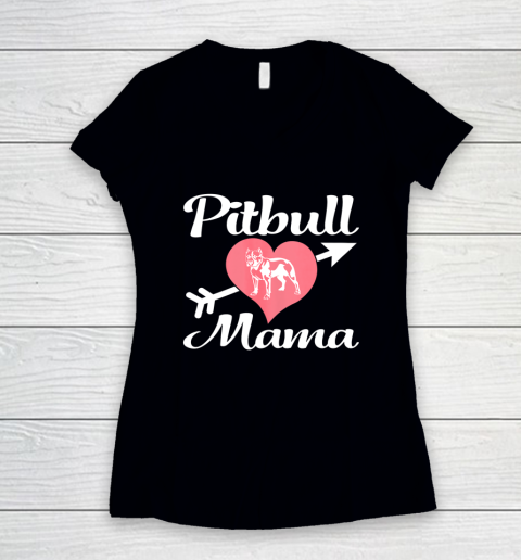 Dog Mom Shirt Pitbull Mama Shirt Pit bull Lover Owner Gifts Dog Pittie Mom (2) Women's V-Neck T-Shirt