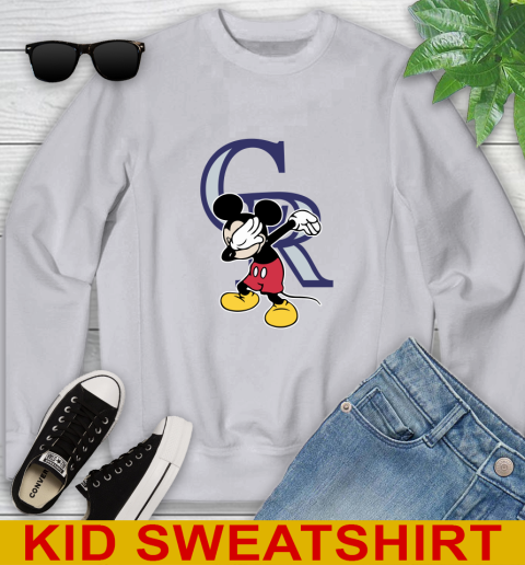 Colorado Rockies MLB Baseball Dabbing Mickey Disney Sports Youth Sweatshirt 4