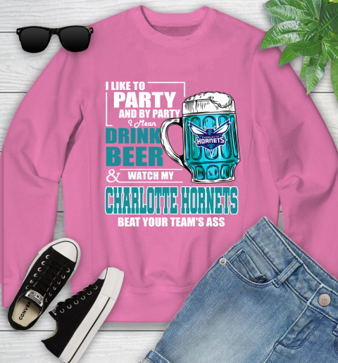 NBA Drink Beer and Watch My Charlotte Hornets Beat Your Team' Ass Youth Sweatshirt 6