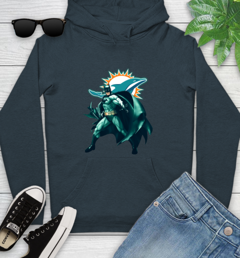 NFL Batman Football Sports Miami Dolphins Youth Hoodie 8