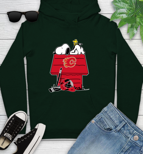 Calgary Flames NHL Hockey Snoopy Woodstock The Peanuts Movie Youth Hoodie 13